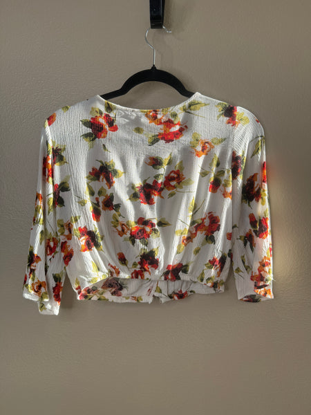 Ambiance Women's White Floral Blouse