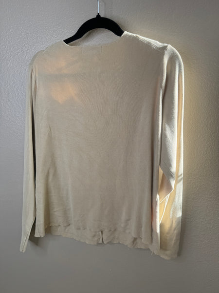 Vintage Casual Corner Women's White Tan Silk Sweater