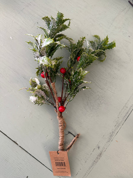 Hanging Faux Evergreen & Berry Bunch