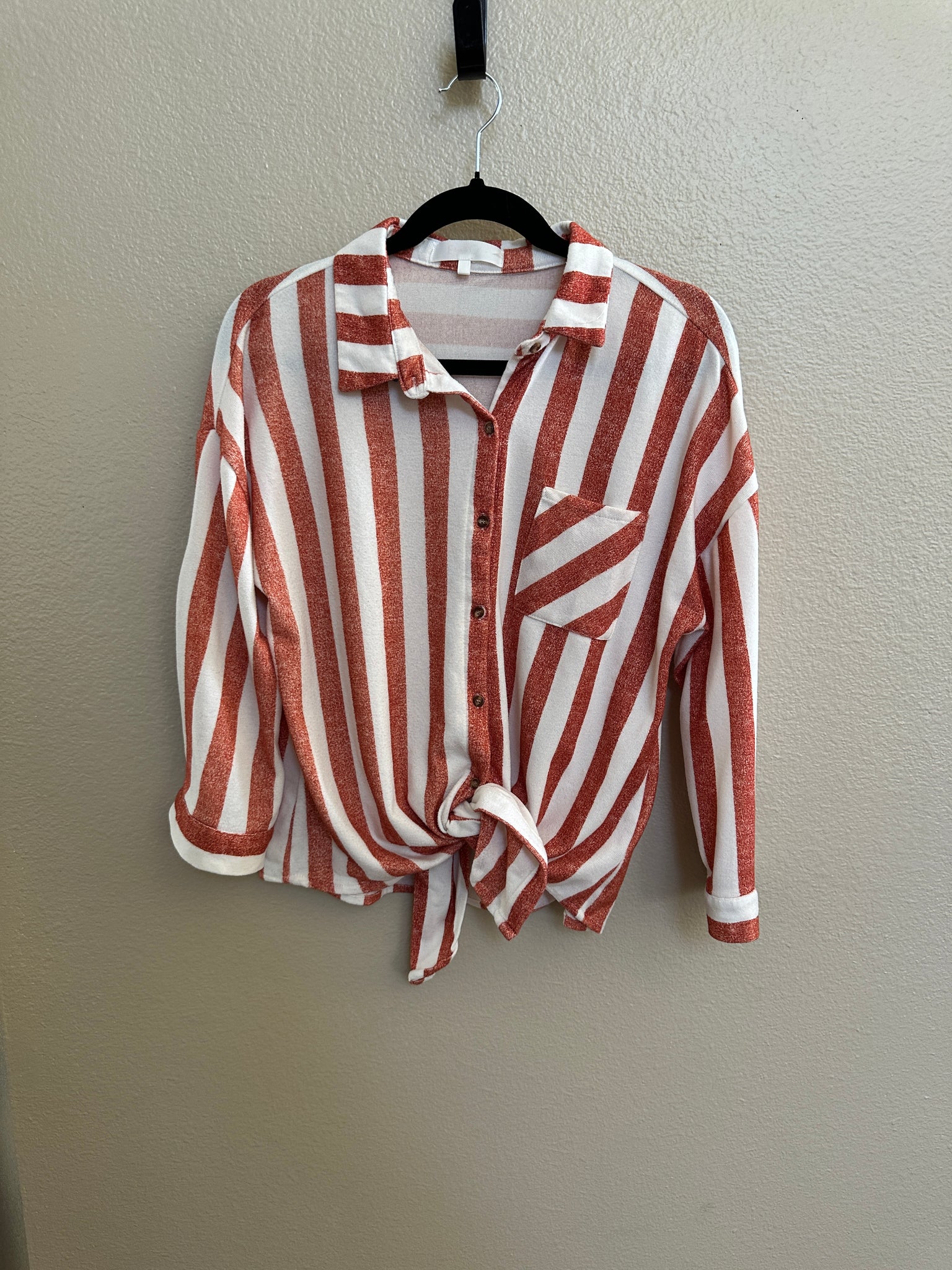 Orange Striped Long Sleeve Top