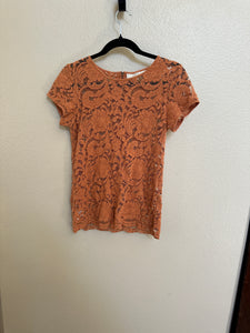 Ann Taylor Loft Lace Orange Blouse