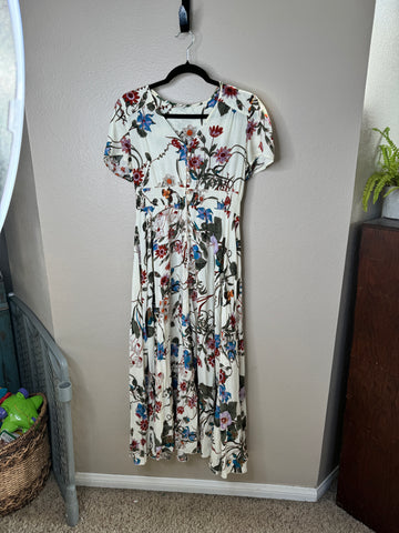 Women's Off White Floral Long Dress