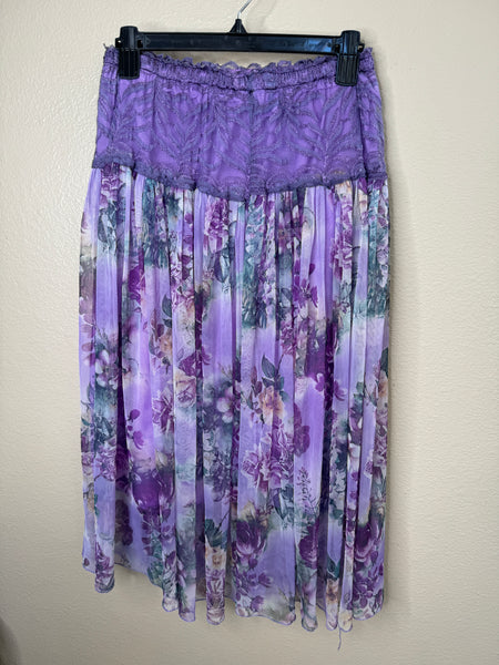 Women's Purple Floral Long Skirt