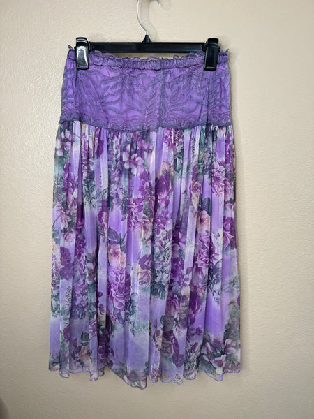 Women's Purple Floral Long Skirt