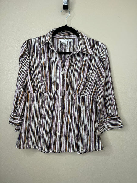 Fred David Women's Purple & Brown Striped Blouse