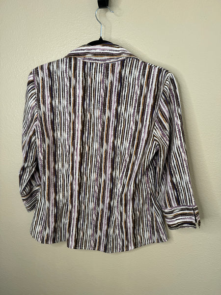 Fred David Women's Purple & Brown Striped Blouse