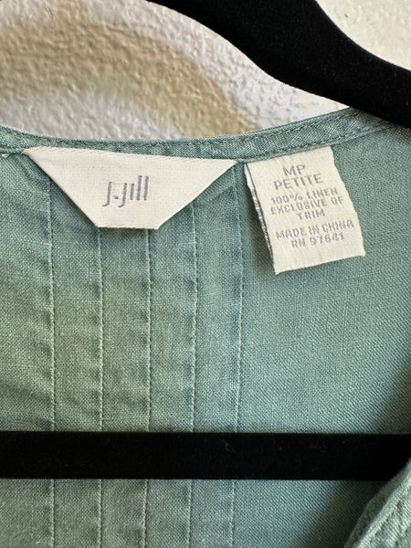 J.Jill Green Long Sleeve Linen Blouse