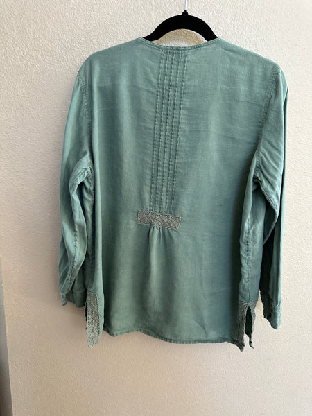 J.Jill Green Long Sleeve Linen Blouse