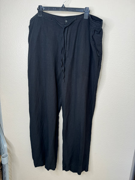 George Foreman Women's Black Linen Pants