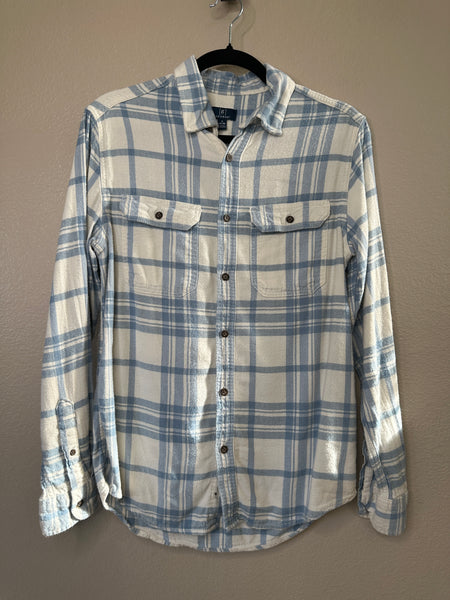 George Men's White & Blue Flannel Shirt