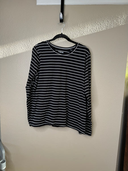 Time & Tru Women's Black Striped Blouse Size 2XL