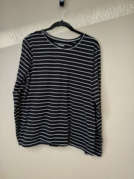 Time & Tru Women's Black Striped Blouse Size 2XL