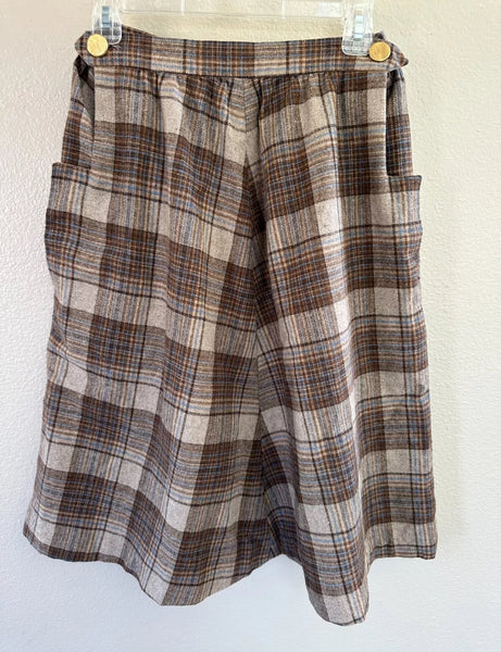 Vintage Front Panel Plaid Skirt