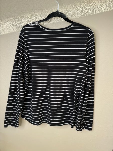 Time & Tru Women's Black Striped Blouse Size 2XL