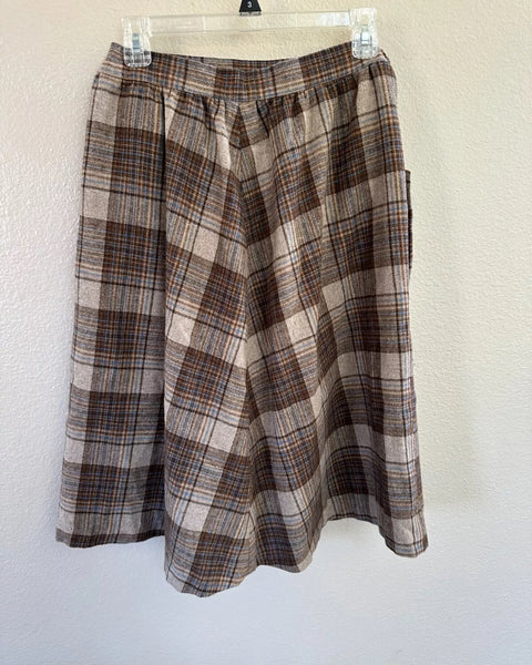 Vintage Front Panel Plaid Skirt