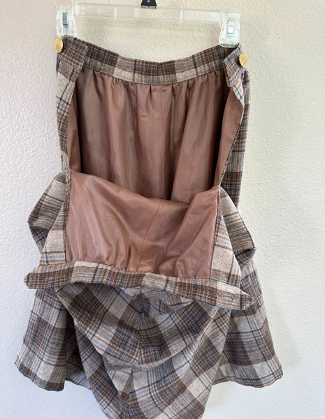 Vintage Front Panel Plaid Skirt