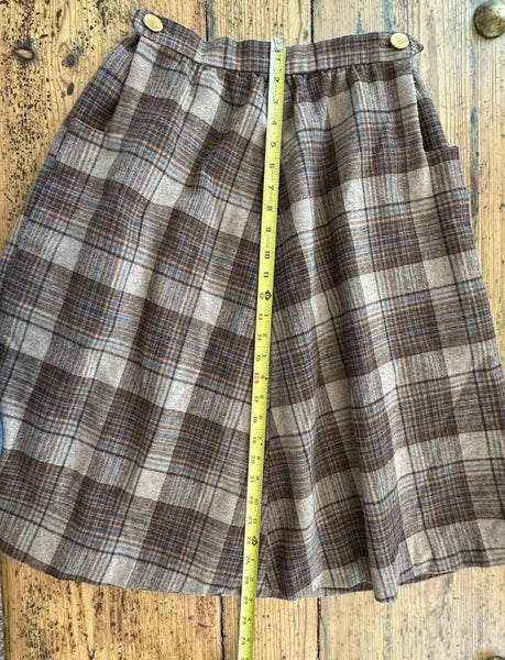 Vintage Front Panel Plaid Skirt