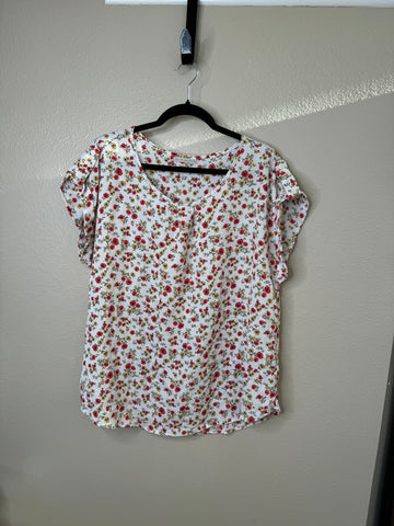 Active USA Women's White Floral Blouse 