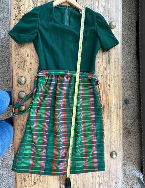 Vintage Leslie Fay Knits Green Dress with Belt