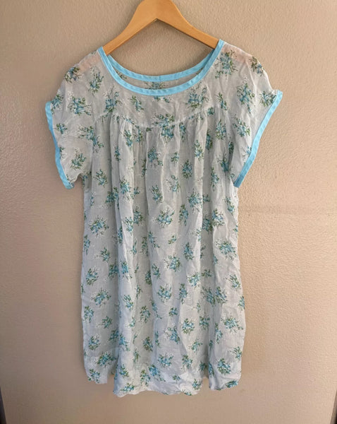 Vintage Blue and White Flowered Nightgown