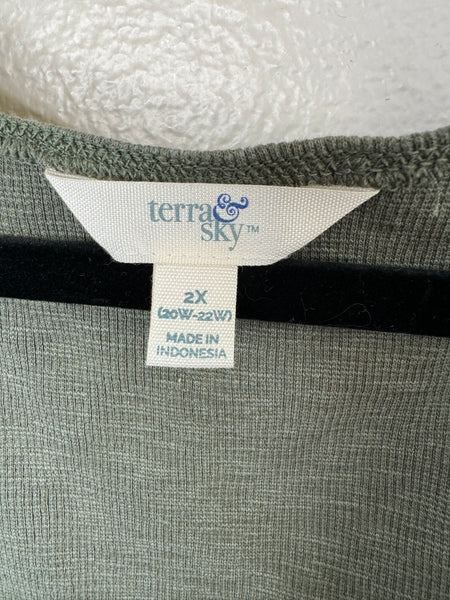 Terra & Sky Women's Green Blouse Size 2XL