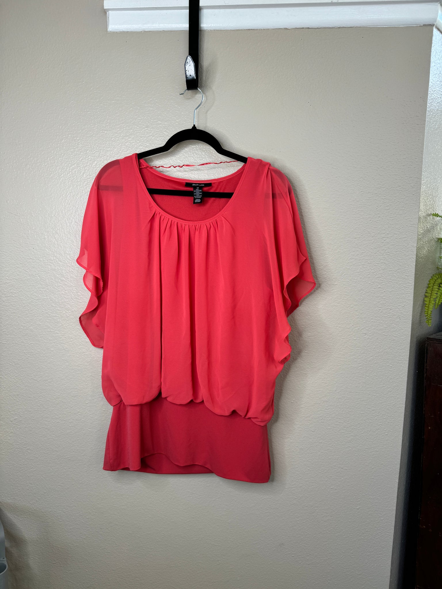 Style & Co Women's Pink/Orange Blouse Size 1X