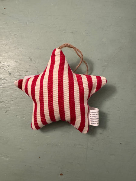 Christmas Fabric Stripe Heart/Tree/Star Ornament