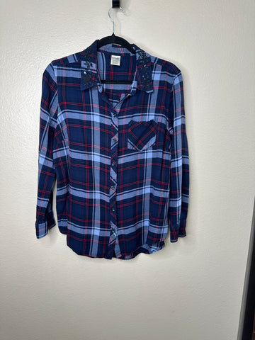 Terra & Sky Women's Blue Plaid Shirt