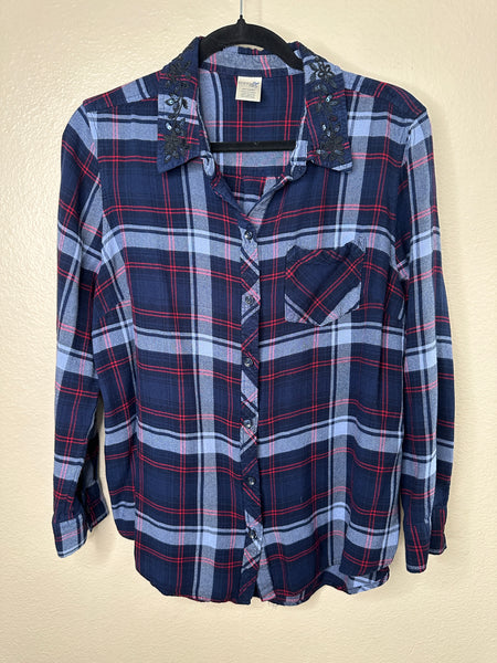 Terra & Sky Women's Blue Plaid Shirt