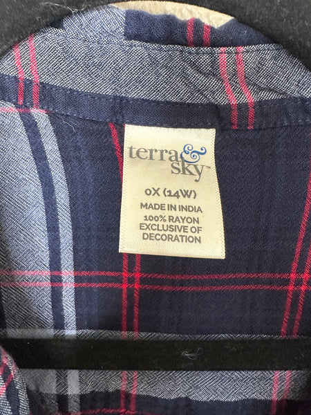 Terra & Sky Women's Blue Plaid Shirt