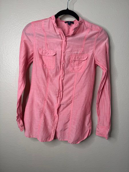 Gap Women's Pink Striped Blouse Size XS