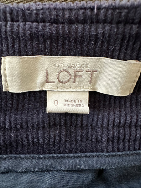 Loft Corduroy Navy Blue Skirt