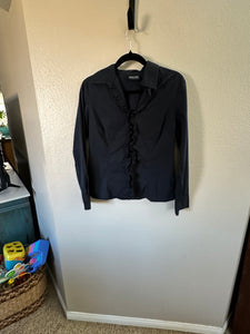 New York & Company Black Ruffle Blouse