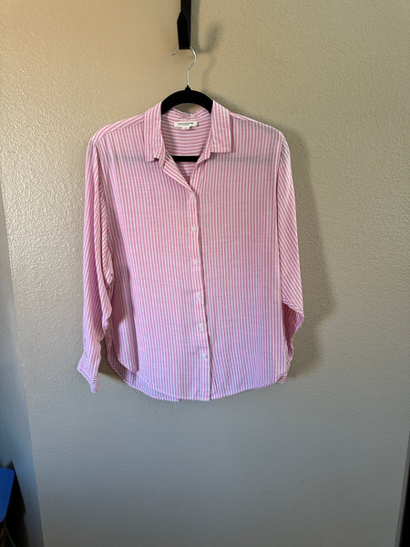 Beach Lunch Lounge Pink Striped Blouse