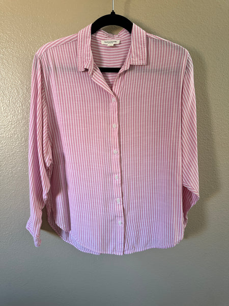 Beach Lunch Lounge Pink Striped Blouse