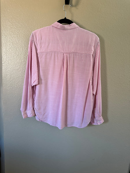 Beach Lunch Lounge Pink Striped Blouse