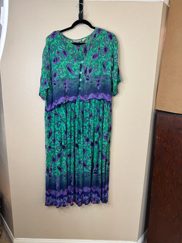 Vintage Plus Class By Just Class Women's Green Dress