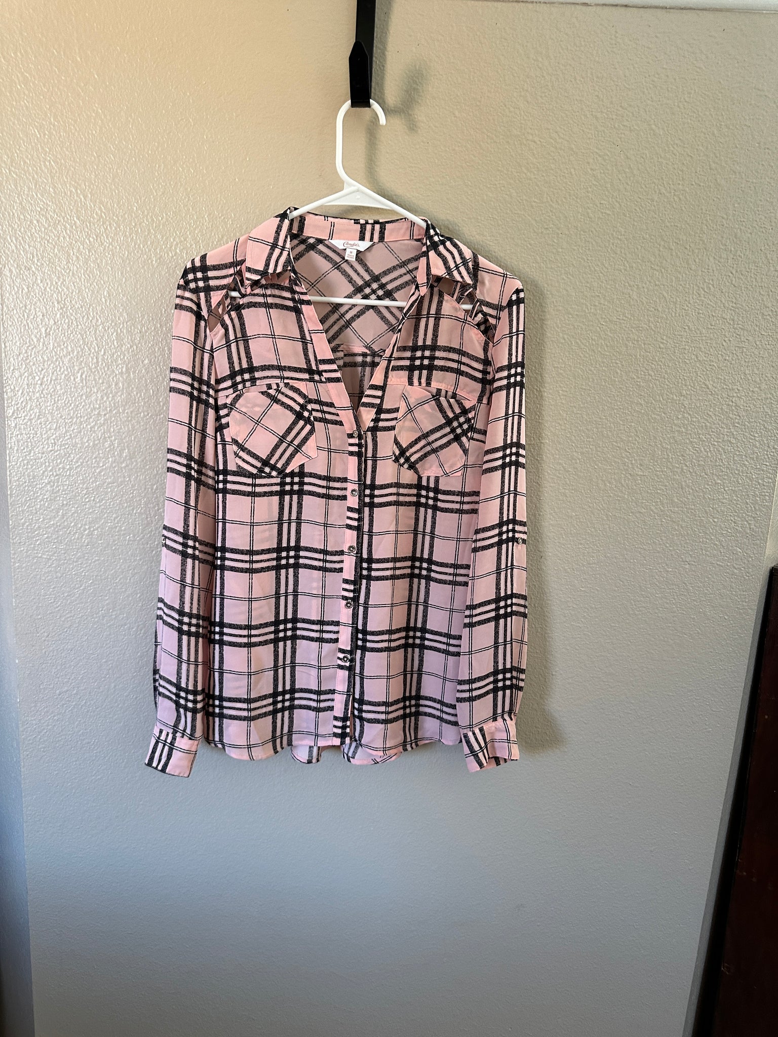 Candie's Pink Plaid Blouse