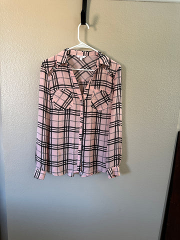 Candie's Pink Plaid Blouse