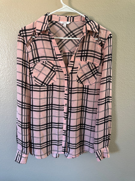 Candie's Pink Plaid Blouse