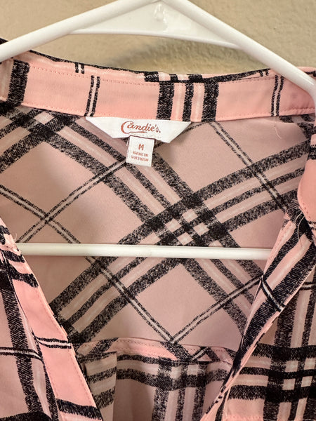 Candie's Pink Plaid Blouse