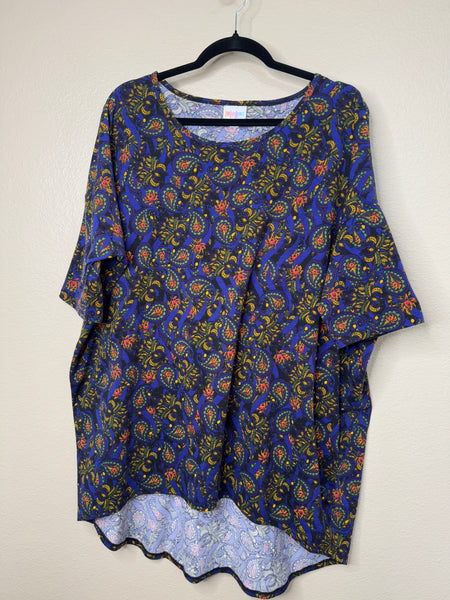 LuLaRoe Women's Blue Paisley Blouse Size XL