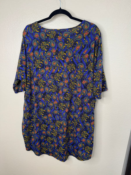 LuLaRoe Women's Blue Paisley Blouse Size XL