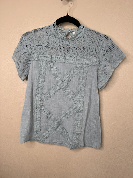 Women's Blue Gray Blouse Size S