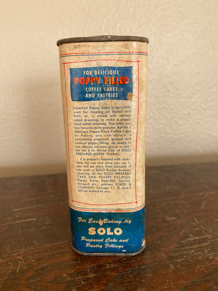 Vintage Solo Poppyseed Advertising Tin