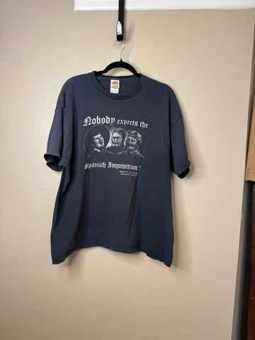 Vintage Nobody Expects Men's Gray Shirt 