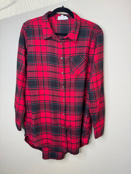 Hippie Rose Women's Red Plaid Shirt Size L