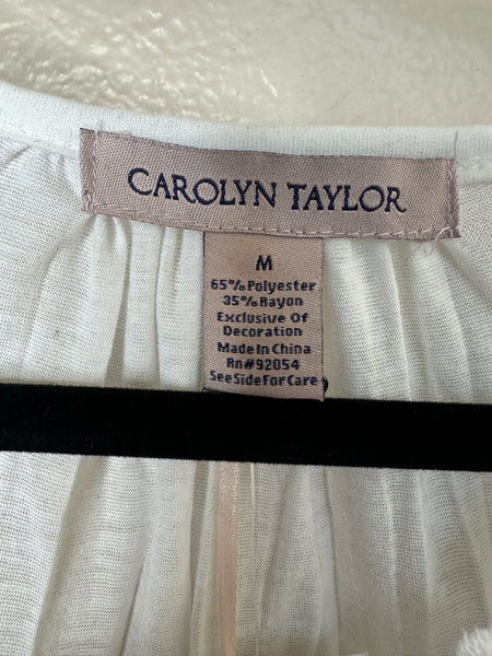 NWT-Carolyn Taylor Women's White Blouse Size M