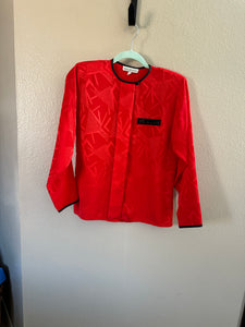 Vintage David Benjamin Red Long Sleeve Blouse