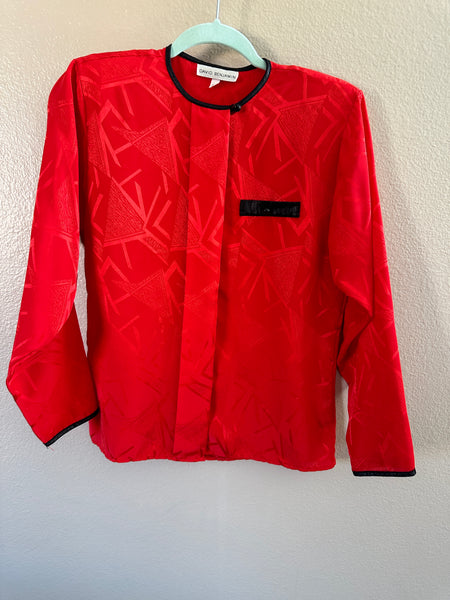 Vintage David Benjamin Red Long Sleeve Blouse